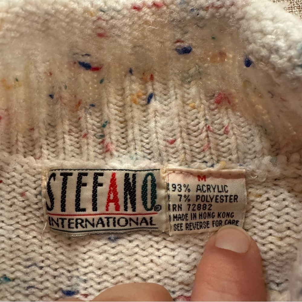 Vintage Stefano International‎ Speckled Knit Sweater with Floral Hem Size M - Picture 5 of 5